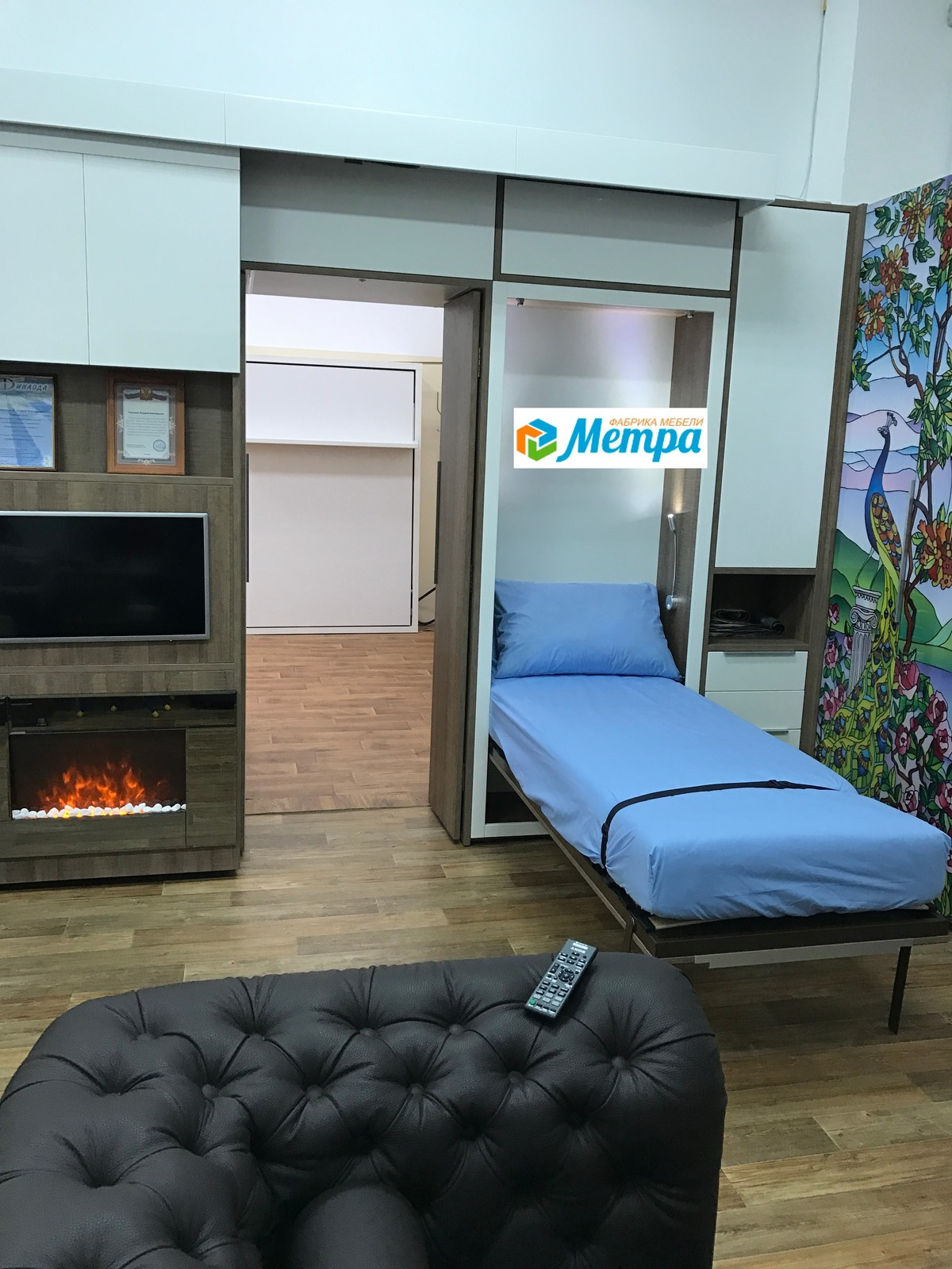Шкаф кровать трансформер с диваном. Wall bed and sofa