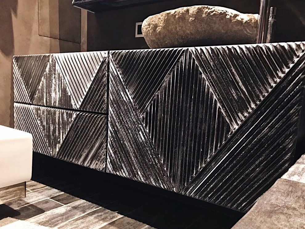 Тумба в ванную комнату на заказ из массива дуба. Фасад