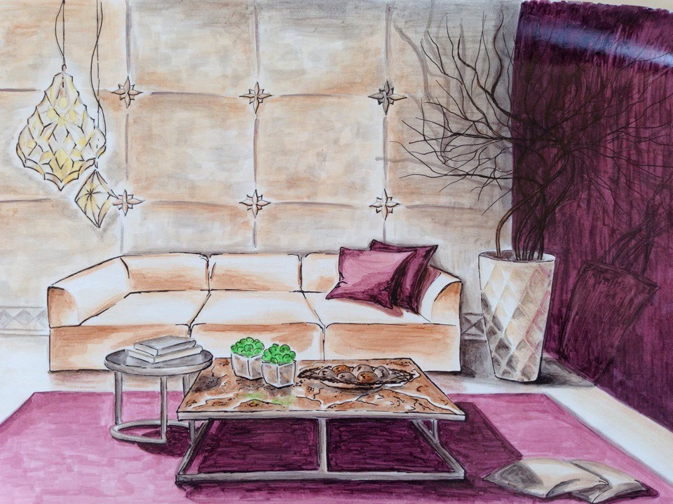 Скетчи интерьеров