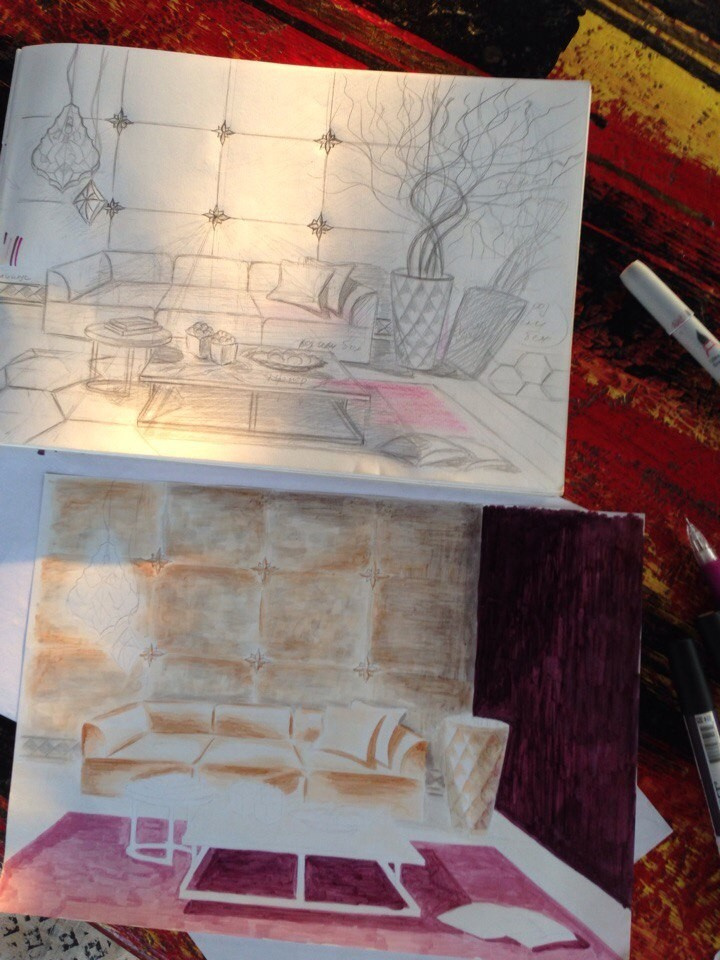 Скетчи интерьеров