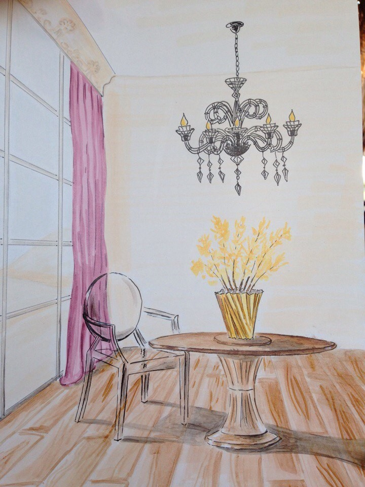 Скетчи интерьеров