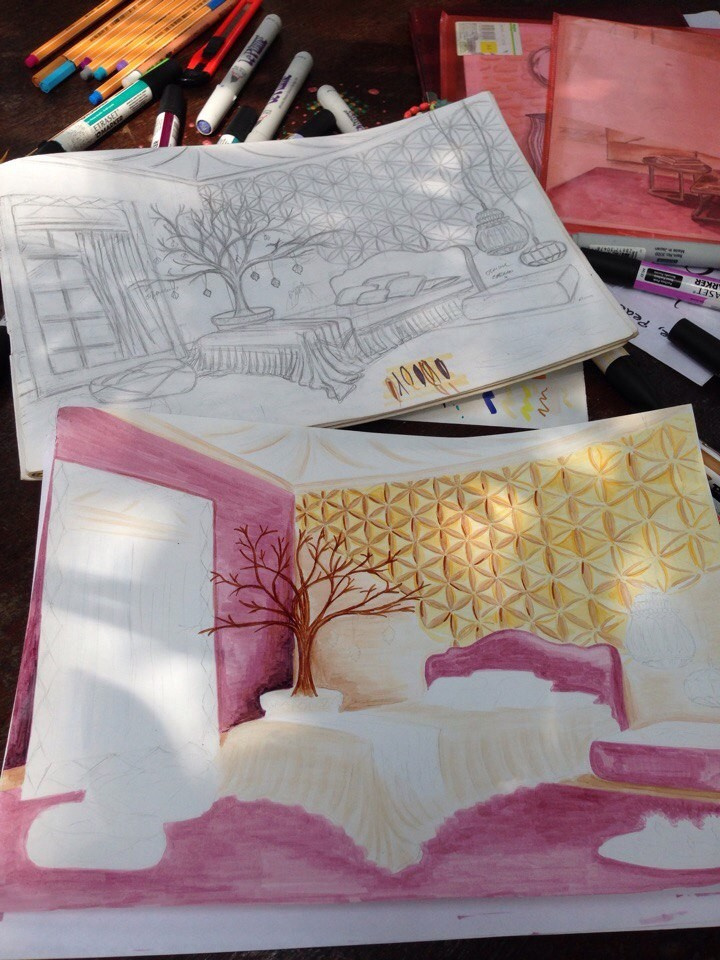 Скетчи интерьеров