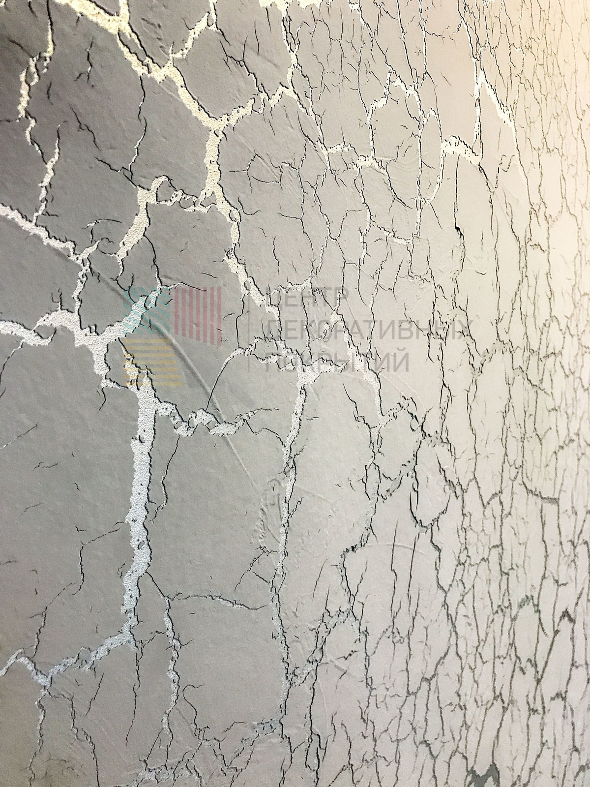 Кухня в узорчатых трещинках и прихожая в Травертине"