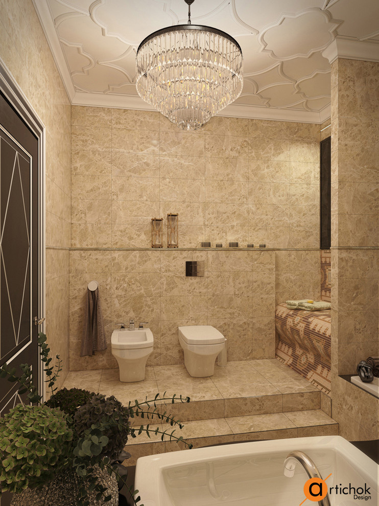 Элитный дизайн гостевого санузла в коричневом цвете