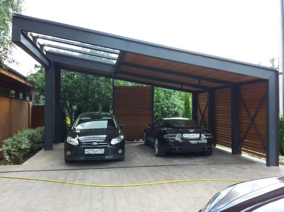 Консольный металлический навес для автомобилей