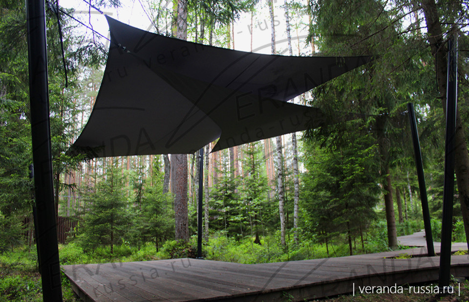 Теневые паруса для зоны отдыха на загородном участке