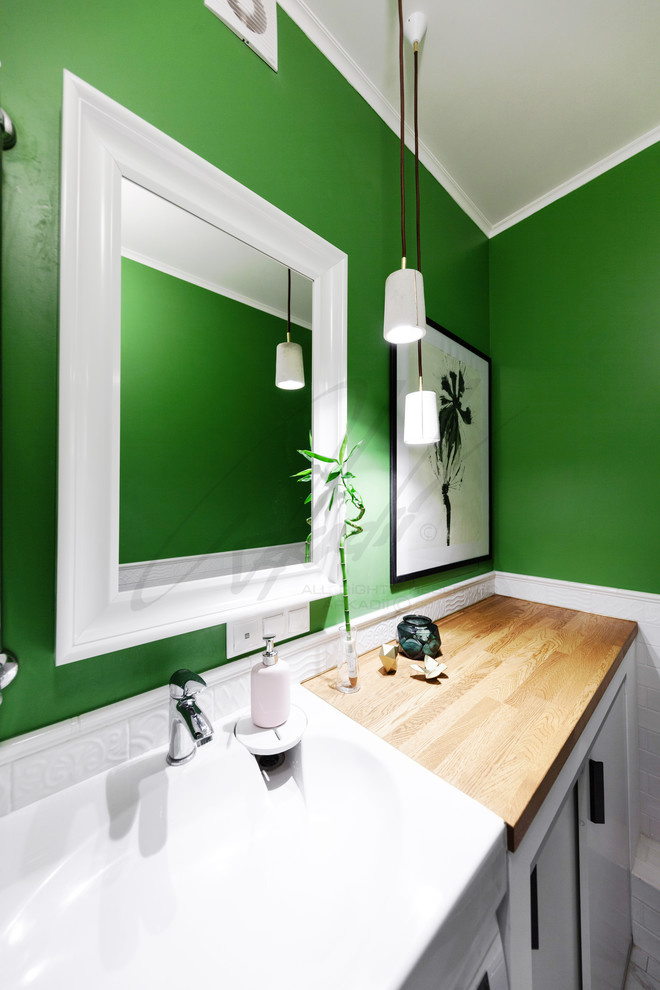 Ванная в зеленых тонах