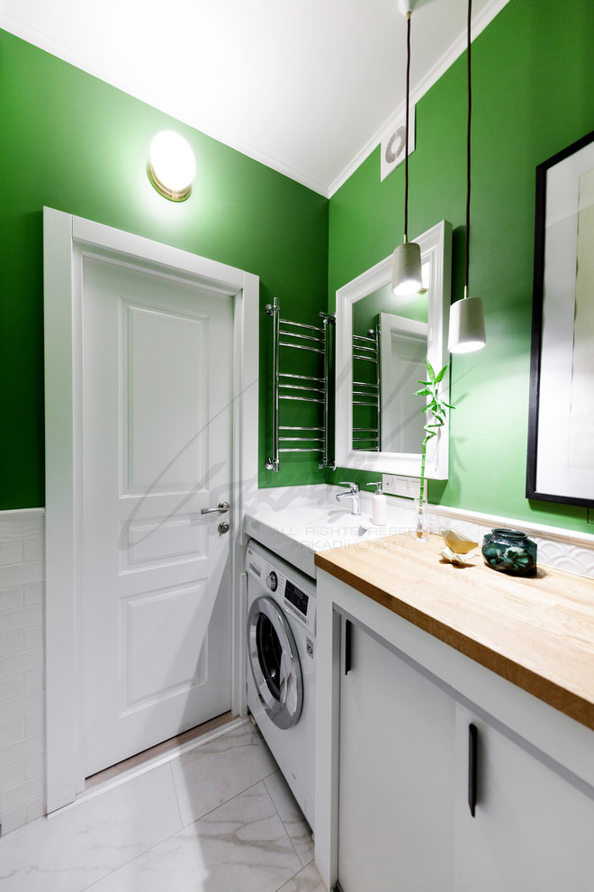 Ванная в зеленых тонах