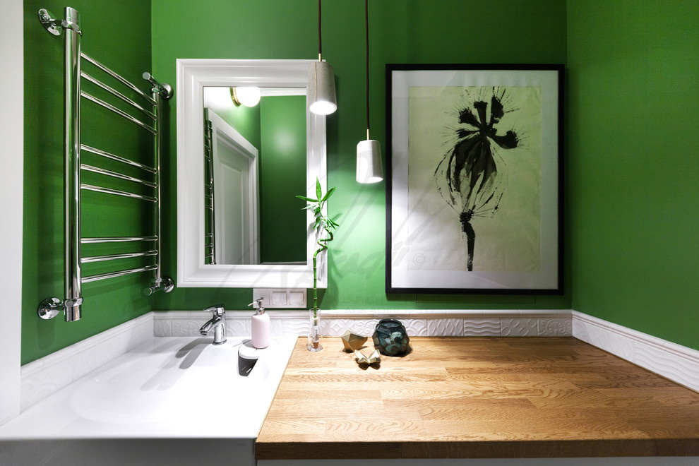 Ванная в зеленых тонах
