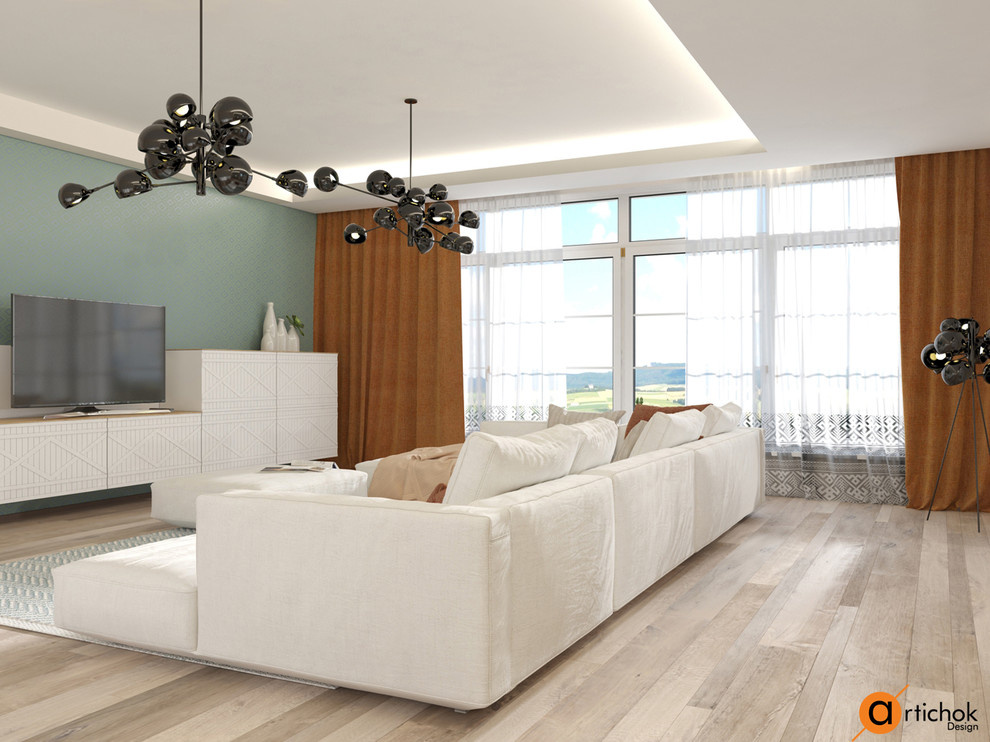 Воздушный интерьер гостиной в скандинавском стиле