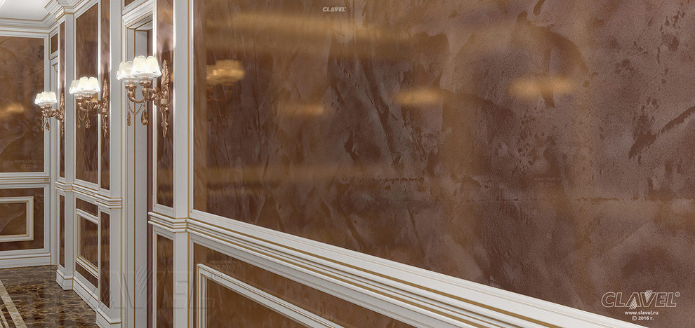 Нанесение венецианской штукатурки компании Clavel в кабинете