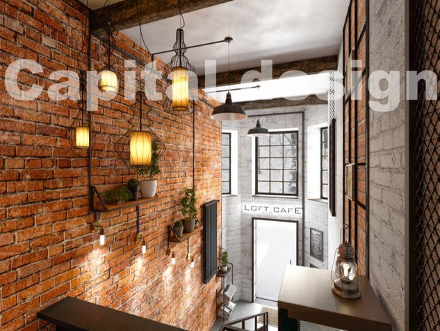 Кафе кофе на вынос в стиле лофт