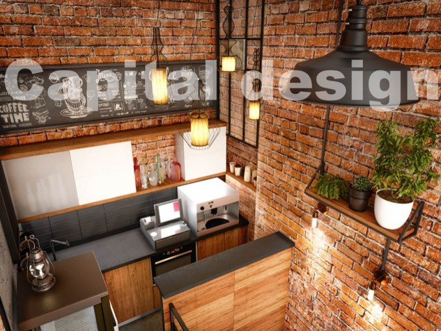 Кафе кофе на вынос в стиле лофт