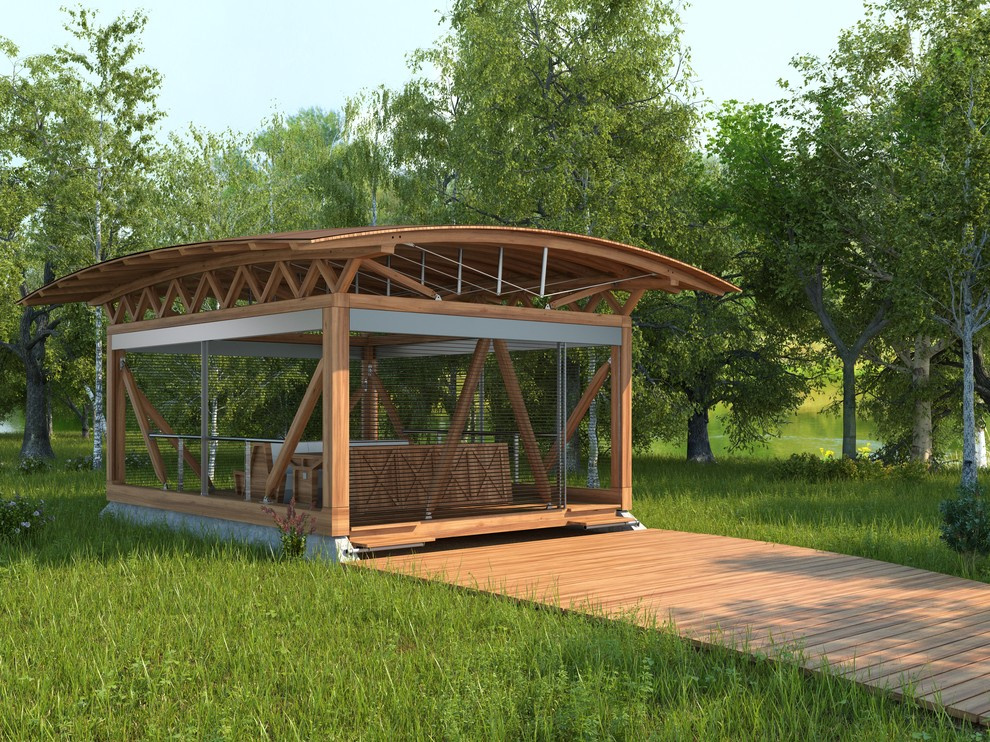 Современная деревянная беседка