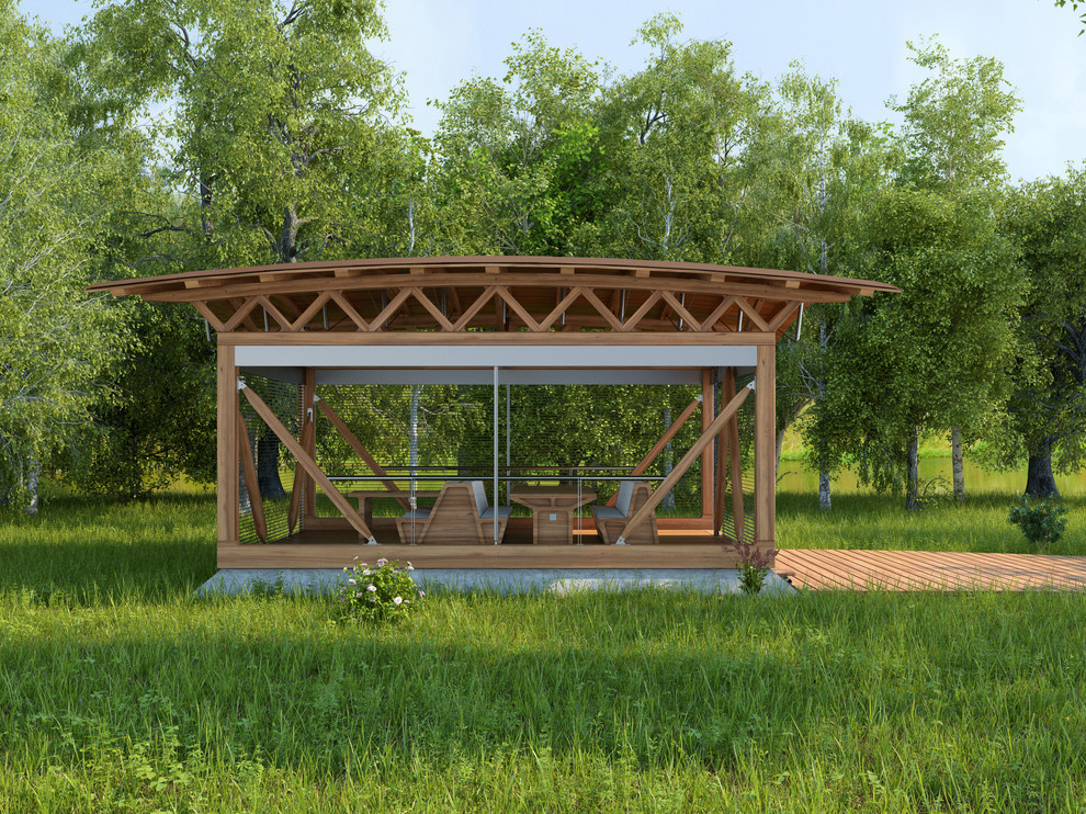 Современная деревянная беседка