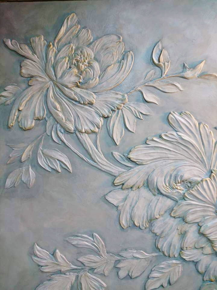 Рельефное панно "Китайские пионы" для Home Design Lab