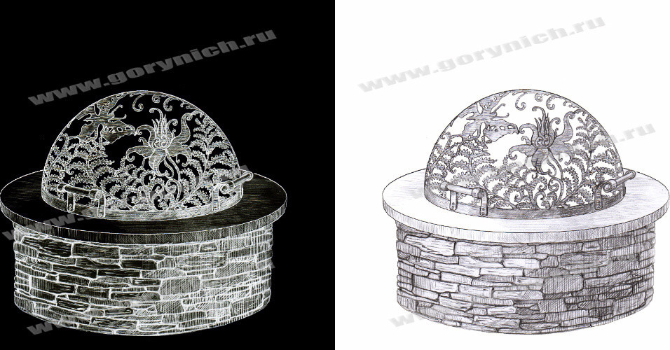 Купол для уличного очага "Огненный цветок папоротника"