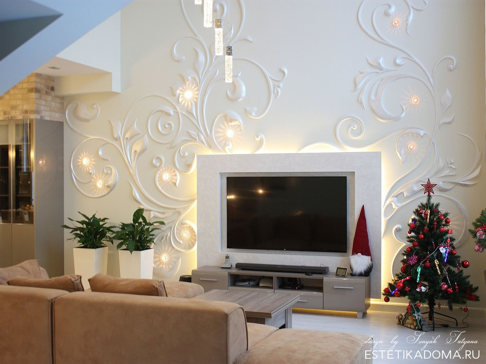 рельеф со встроенными светильниками