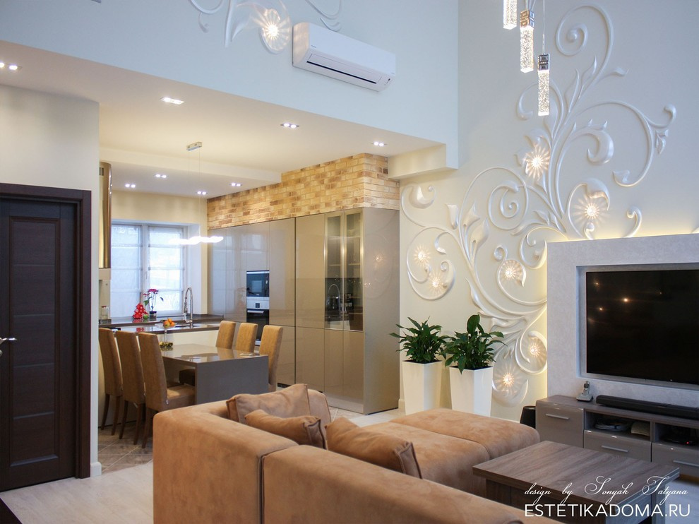 рельеф со встроенными светильниками