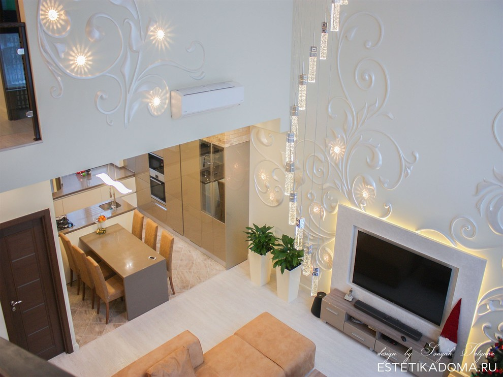 рельеф со встроенными светильниками