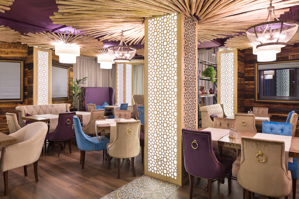 Съемка дизайна освещения в ресторане Огни Баку