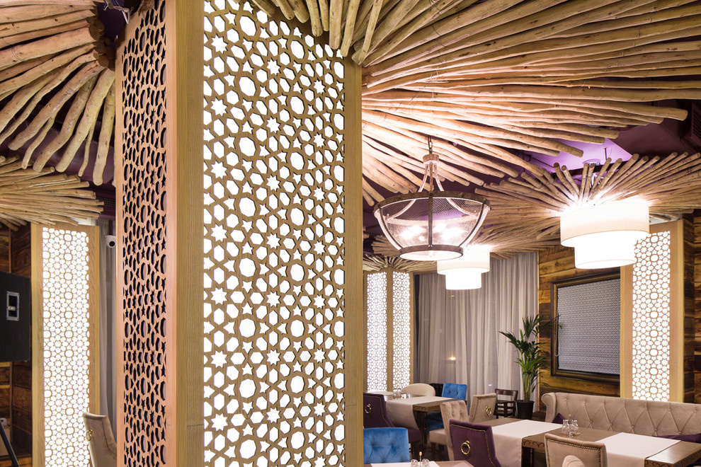 Съемка дизайна освещения в ресторане Огни Баку