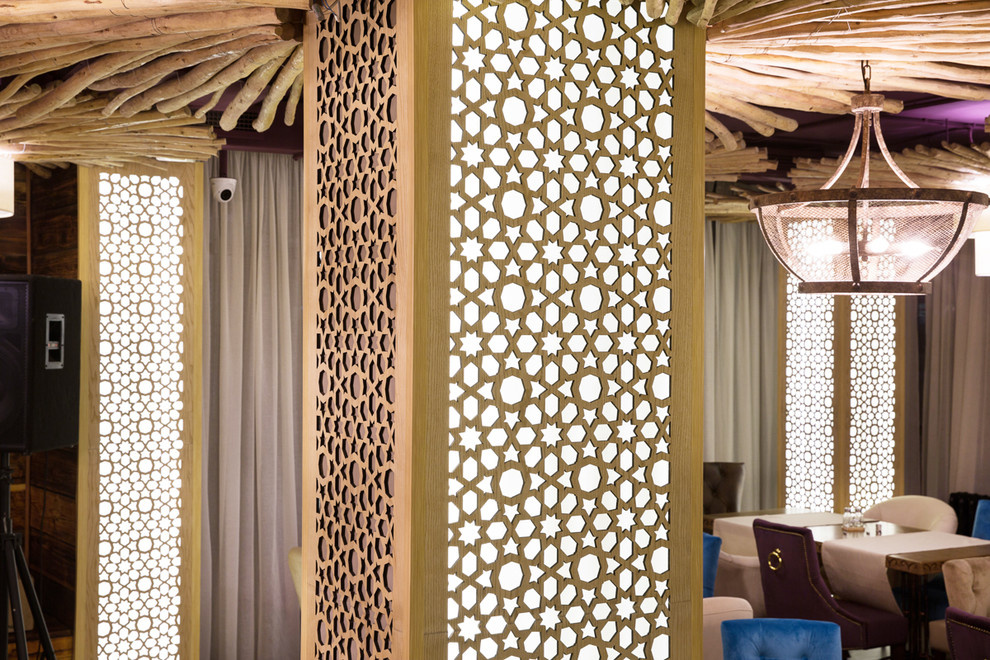 Съемка дизайна освещения в ресторане Огни Баку