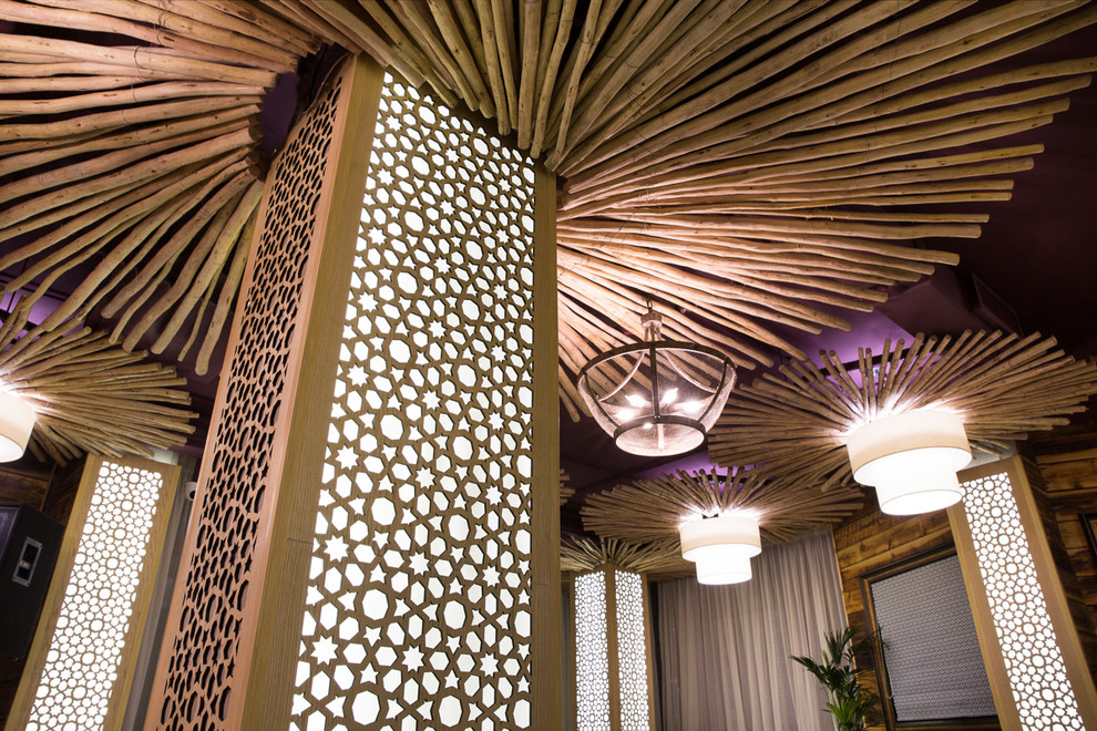 Съемка дизайна освещения в ресторане Огни Баку