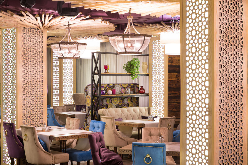 Съемка дизайна освещения в ресторане Огни Баку