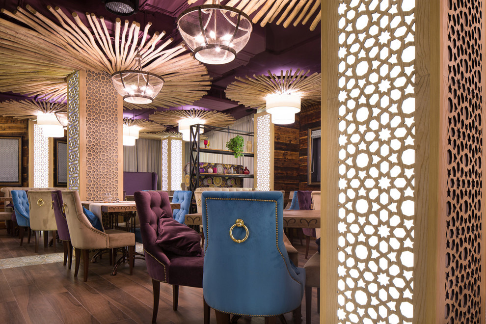 Съемка дизайна освещения в ресторане Огни Баку