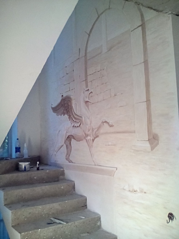 Изготовление барельефа с монохромной росписью