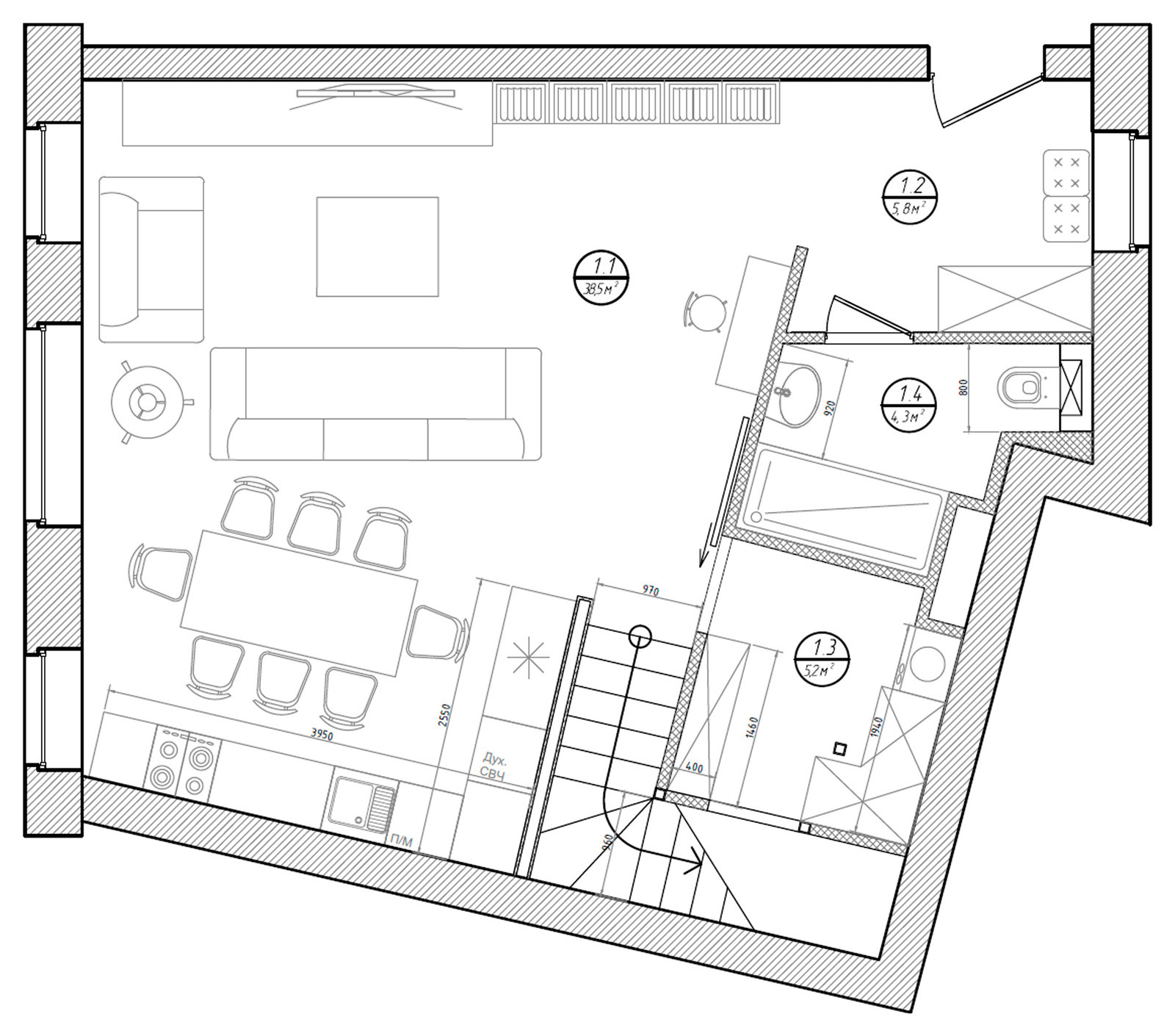 Дизайн проект Квартиры 115 м2
