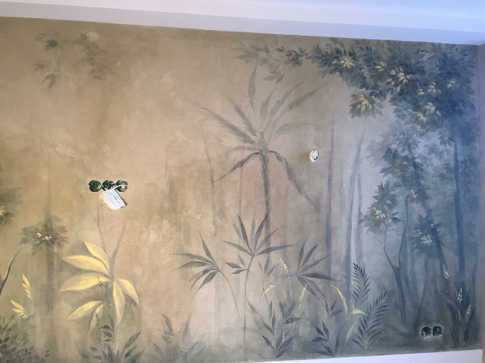 Художественная роспись кухонной зоны по декоративной штукатурке