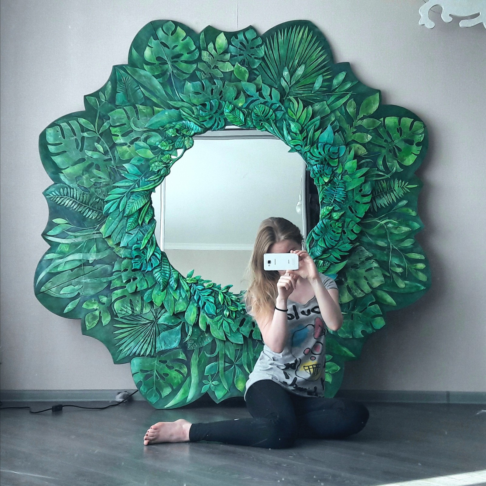 зеркальное панно с подсветкой "Лесная Мандала"