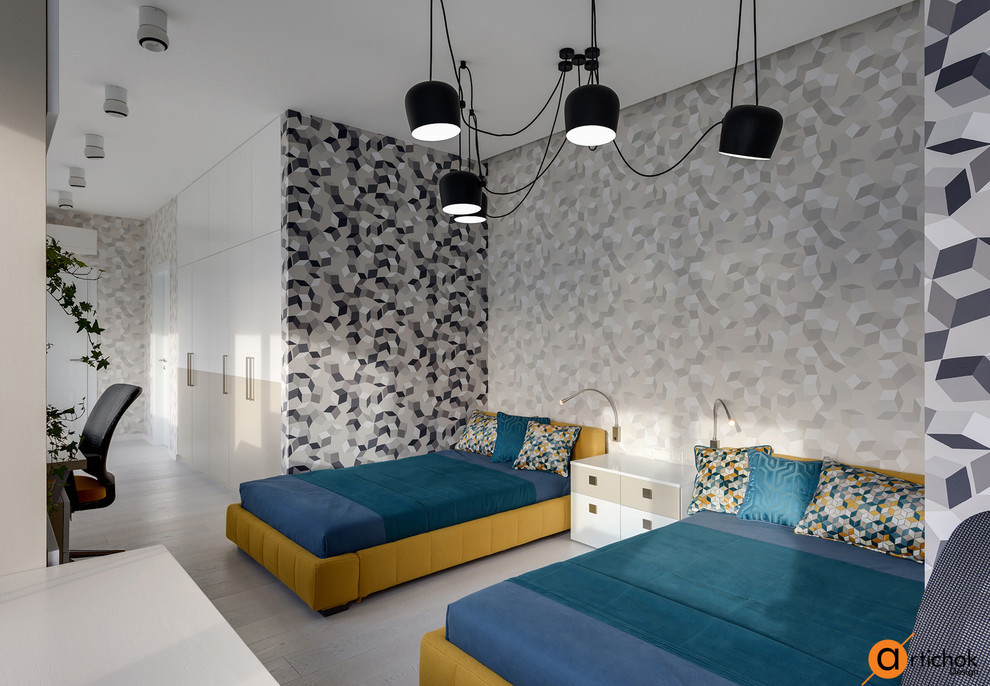 Дизайн детской для двух детей (спальня и рабочее место)