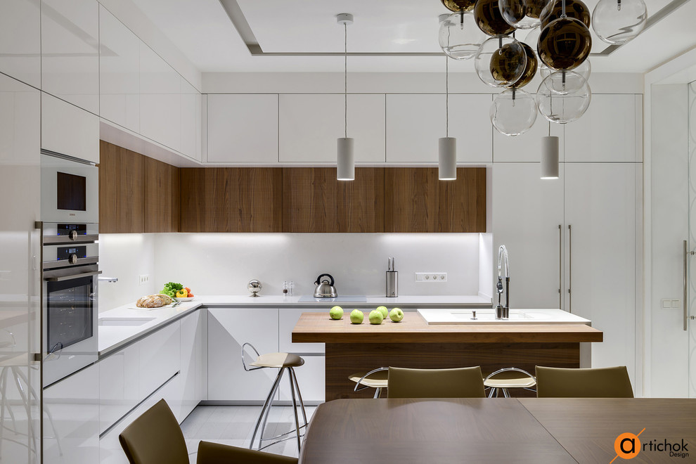 Дизайн интерьера кухни в белом цвете