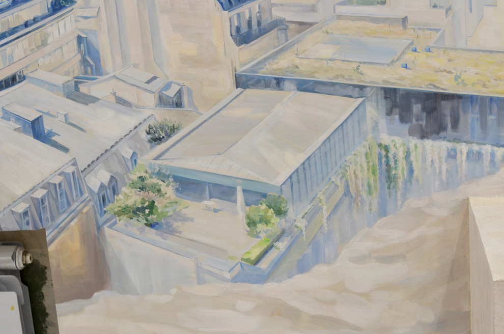 Роспись " Вид на Эйфелеву башню". Длина росписи - 3,06м; высота - 2,1м.