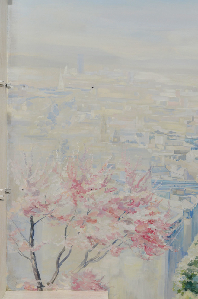 Роспись " Вид на Эйфелеву башню". Длина росписи - 3,06м; высота - 2,1м.