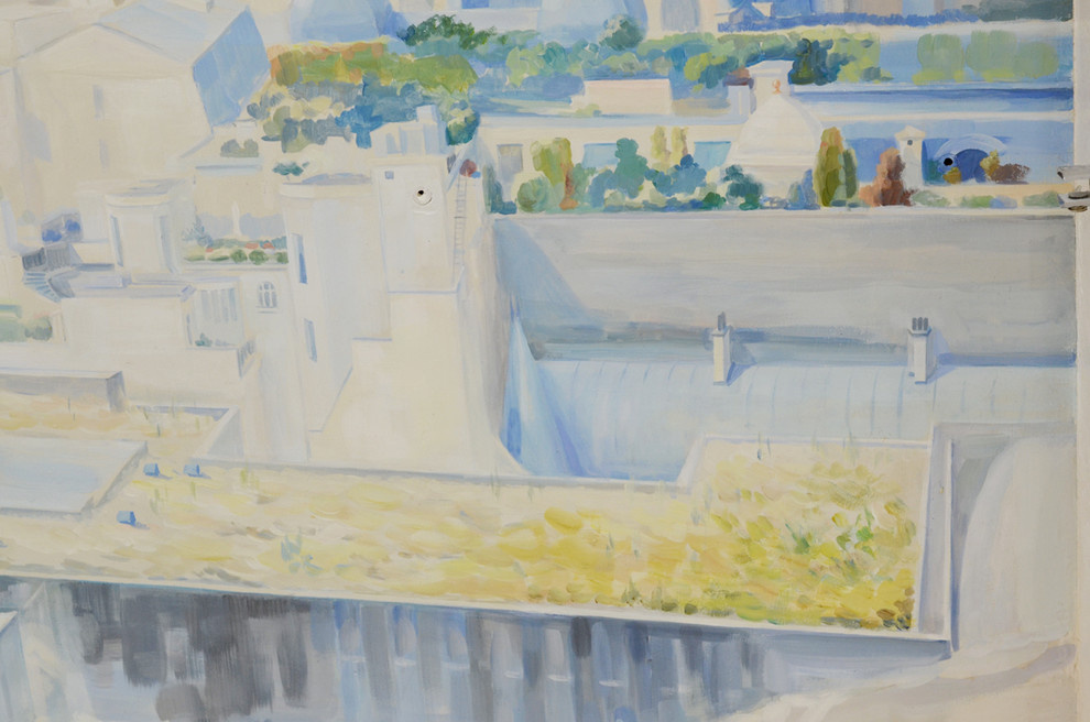 Роспись " Вид на Эйфелеву башню". Длина росписи - 3,06м; высота - 2,1м.