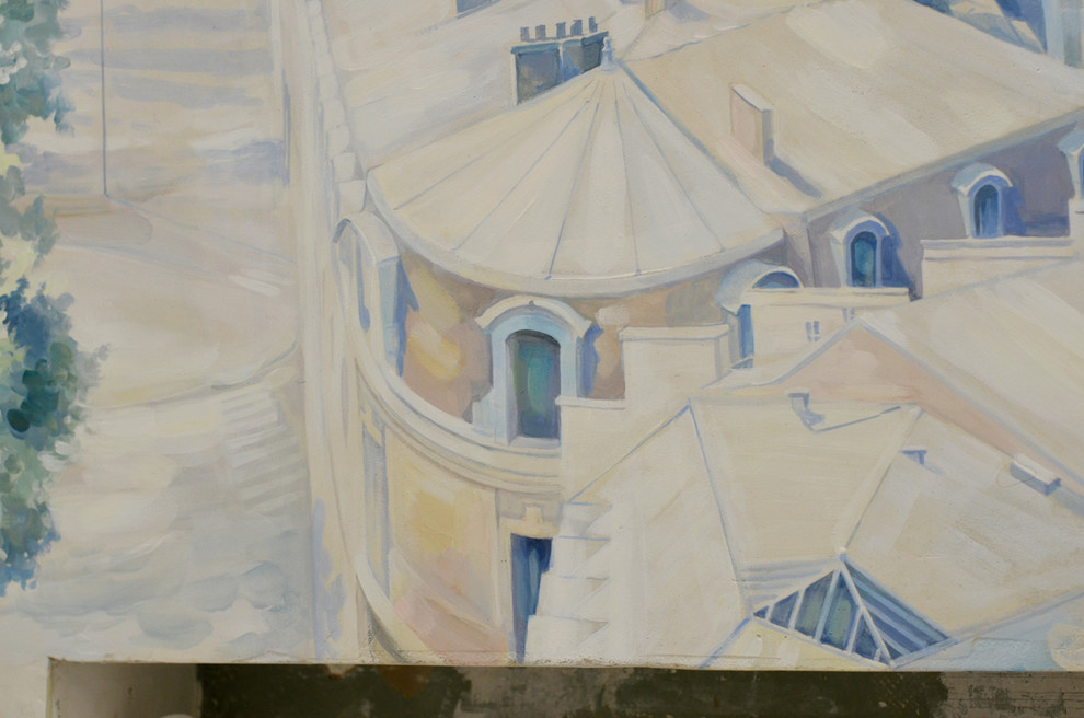 Роспись " Вид на Эйфелеву башню". Длина росписи - 3,06м; высота - 2,1м.