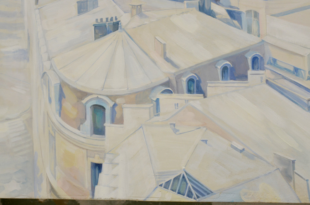 Роспись " Вид на Эйфелеву башню". Длина росписи - 3,06м; высота - 2,1м.