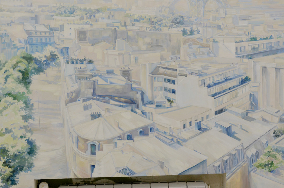 Роспись " Вид на Эйфелеву башню". Длина росписи - 3,06м; высота - 2,1м.