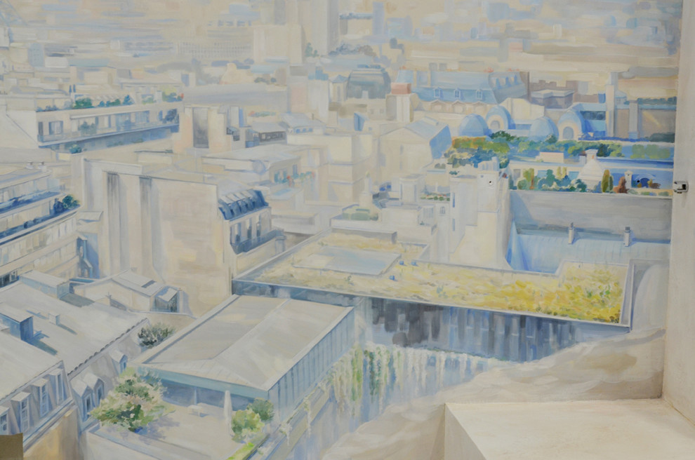 Роспись " Вид на Эйфелеву башню". Длина росписи - 3,06м; высота - 2,1м.