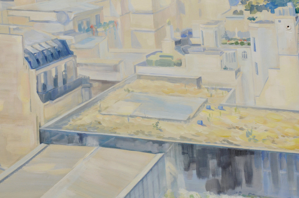 Роспись " Вид на Эйфелеву башню". Длина росписи - 3,06м; высота - 2,1м.