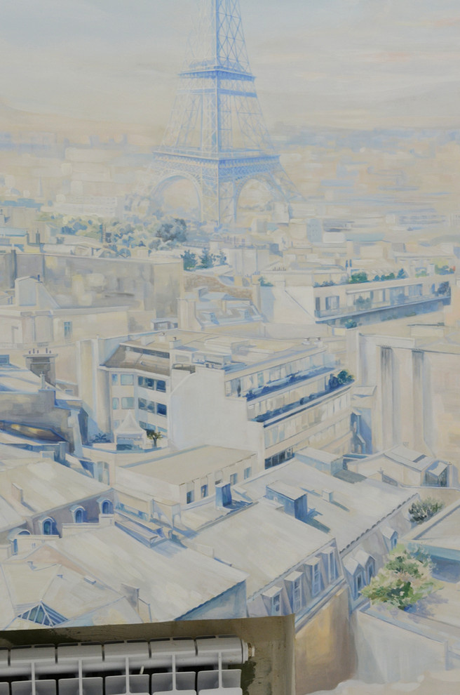 Роспись " Вид на Эйфелеву башню". Длина росписи - 3,06м; высота - 2,1м.