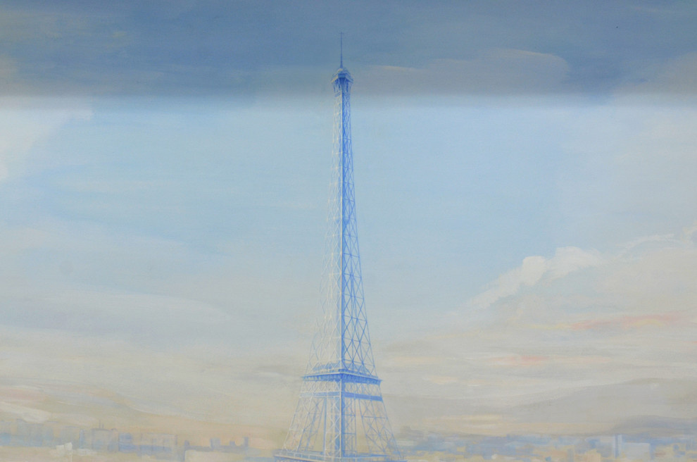 Роспись " Вид на Эйфелеву башню". Длина росписи - 3,06м; высота - 2,1м.