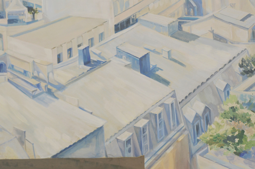 Роспись " Вид на Эйфелеву башню". Длина росписи - 3,06м; высота - 2,1м.