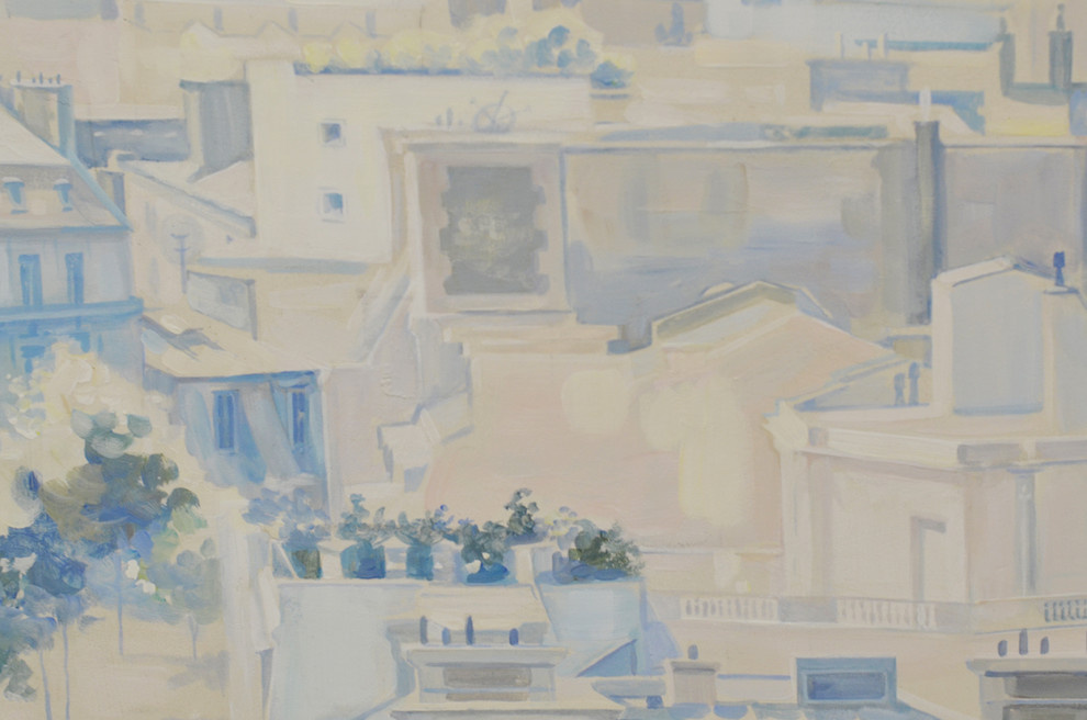 Роспись " Вид на Эйфелеву башню". Длина росписи - 3,06м; высота - 2,1м.