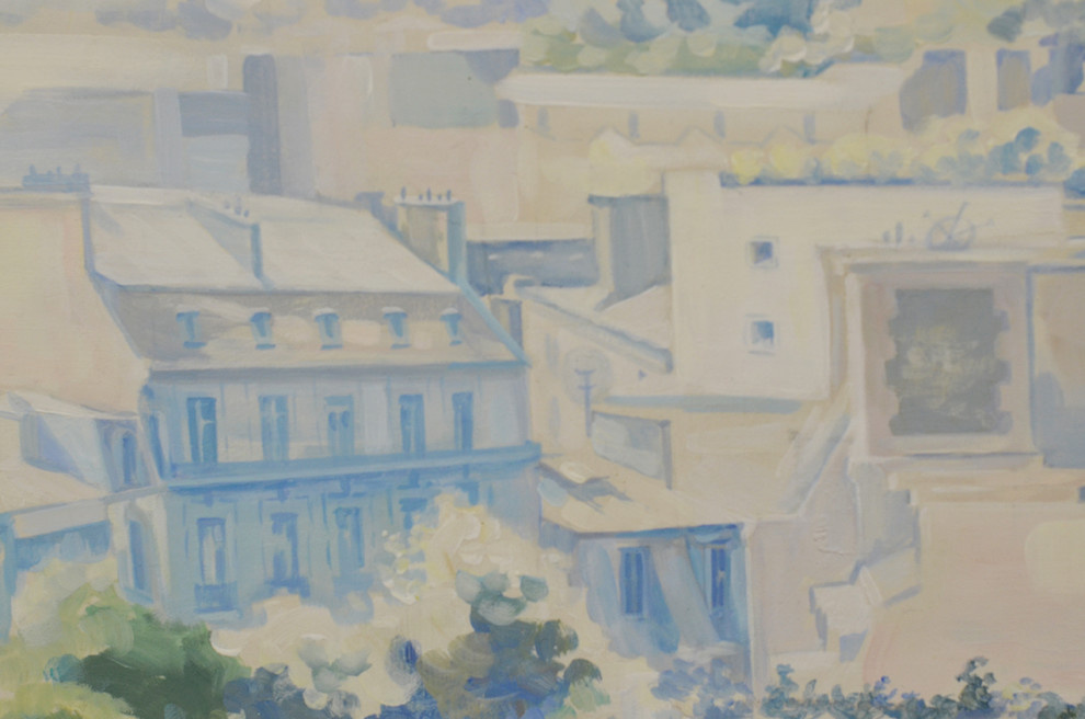 Роспись " Вид на Эйфелеву башню". Длина росписи - 3,06м; высота - 2,1м.