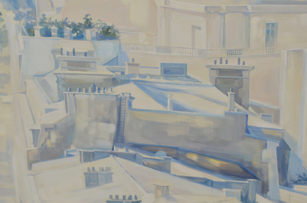 Роспись " Вид на Эйфелеву башню". Длина росписи - 3,06м; высота - 2,1м.